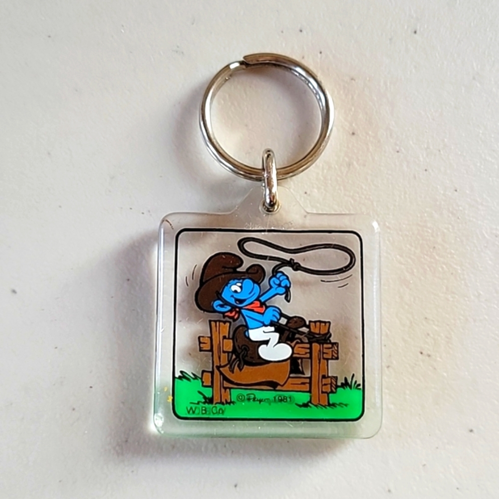 Smurf Cowboy Keychain - 1981